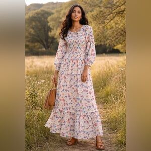 Chufy Memories of Peru Maxi Dress Smocked Anthropologie small/medium